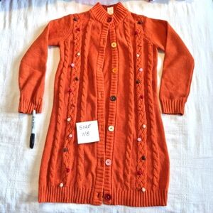 Gymboree girls size 7/8 or Medium Purrfect Autumn orange pom pom sweater duster